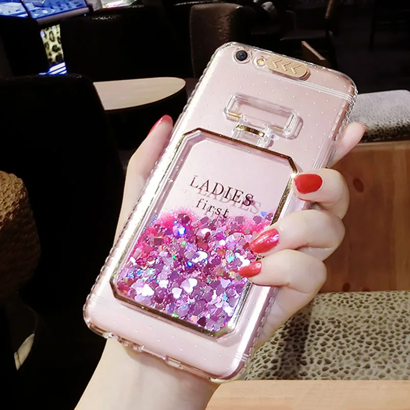 Hot Girl Pink Glitter Bling Perfume Bottle Dynamic Liquid Quicksand Phone Cases For iphone 8 7 plus 6S 6 X XS Max XR Cover Case iphone 7 case
