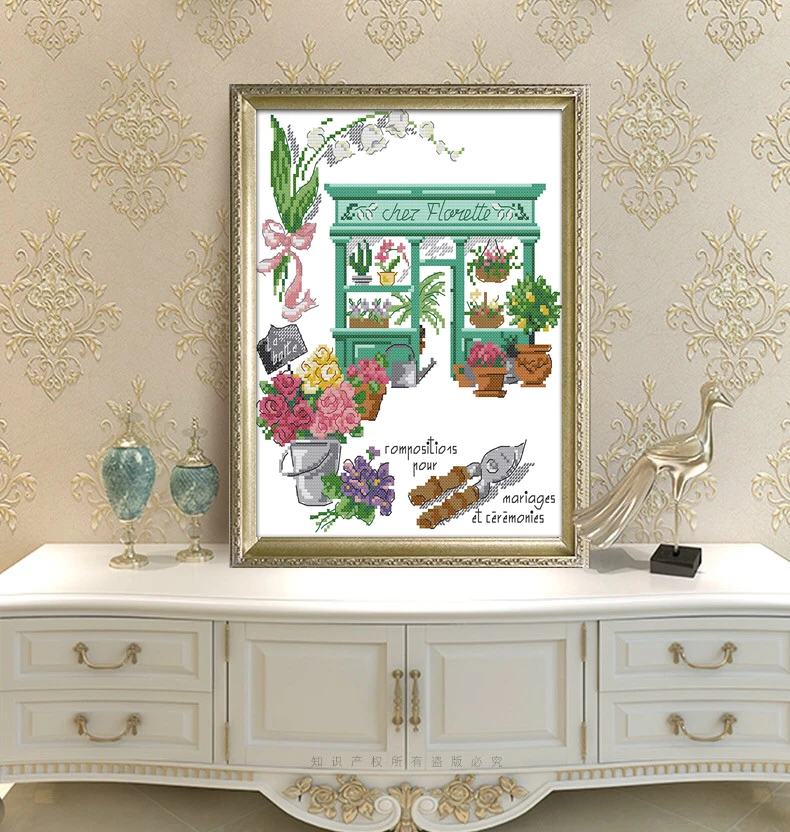 Flower hours Cross Stitch Kits shop Printed patterns bedroom Fabric Embroidery Needlework set Easy Cross-stitch Handmade | Дом и сад