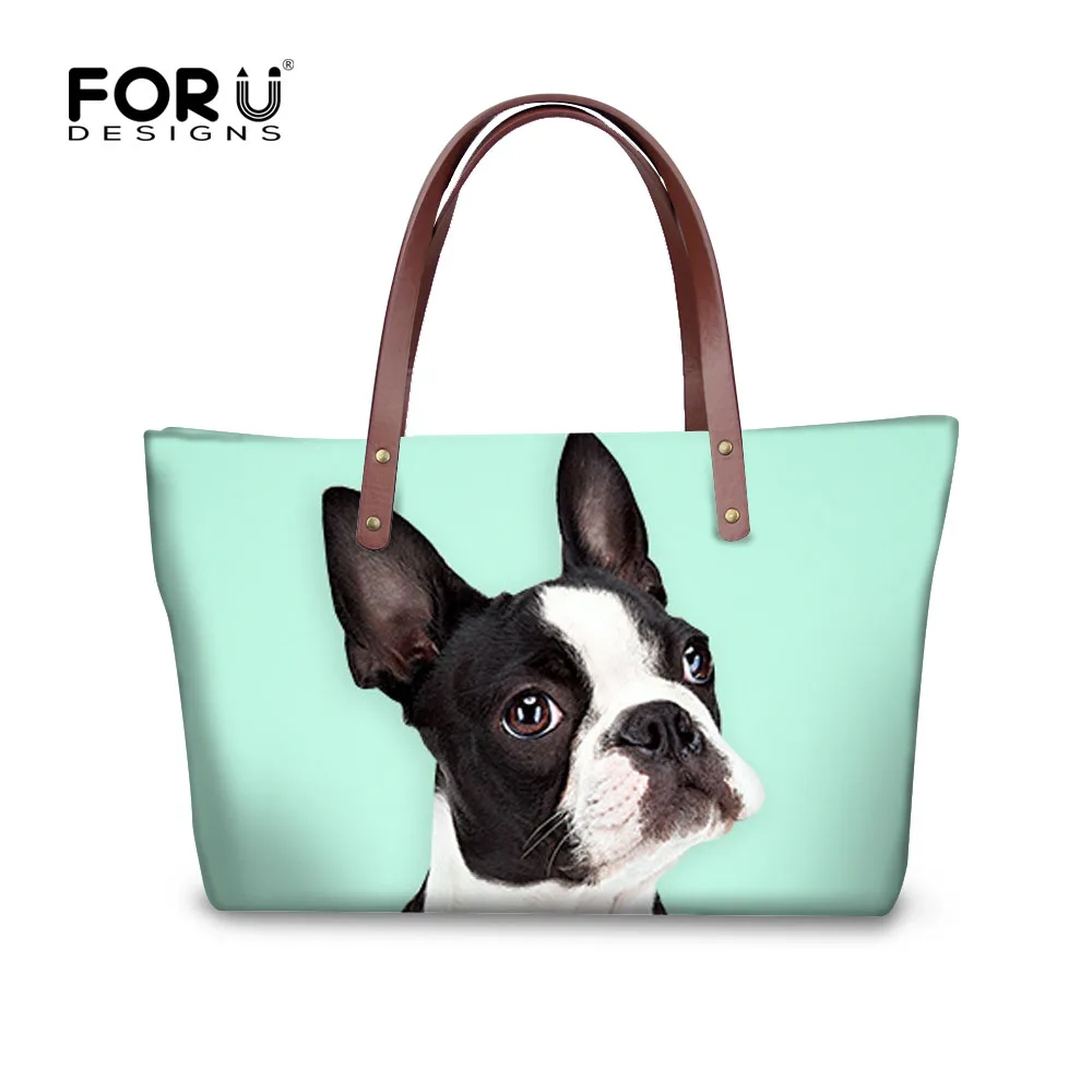 Goedkoop FORUDESIGNS Vrouwen Handtassen Leuke Hond Boston Terrier Vrouw Zakken Casual Tote Crossbody voor Dames Reizen Schoudertas Feminine