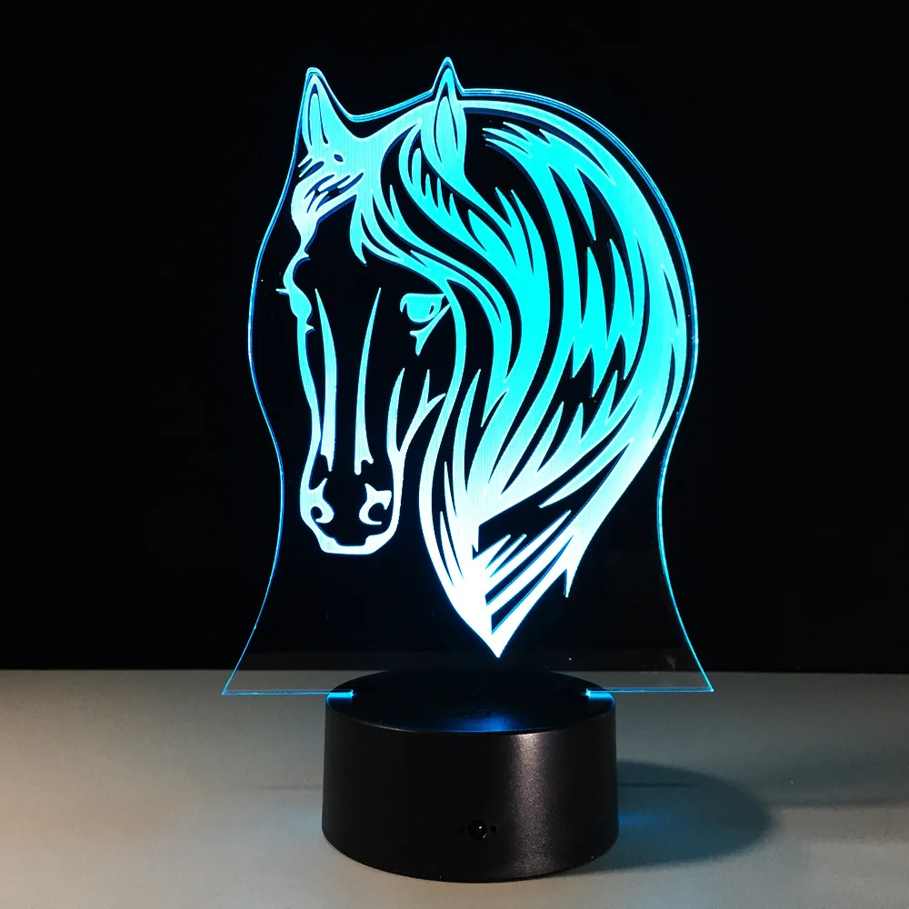 

7 Colors Changing Animal Horse 3D Led Night Light 3D LED Amimal Desk Table Lamp as Home Decoration