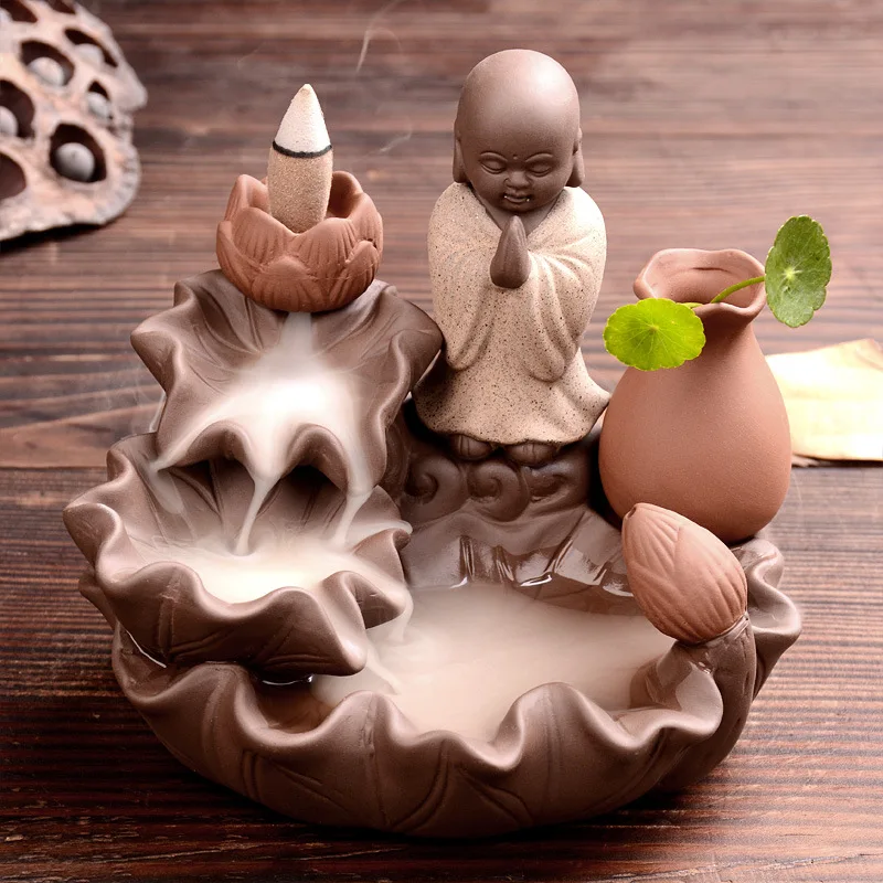 The Little Monk Ceramic Buddha Censer Home Decor Creative Smoke Backflow Incense Burner Stick Holder | Дом и сад