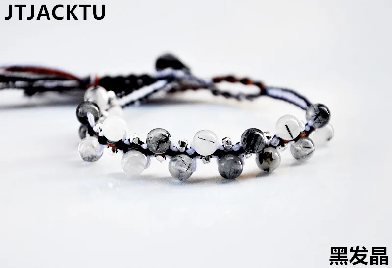 

JTJACKTU black hair crystal natural beads cotton bracelet from china