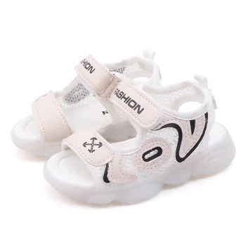 

Summer Baby Boy Girl Breathable Anti-Slip LED Luminous PU Shoes Sandals Toddler Soft Soled First Walkers