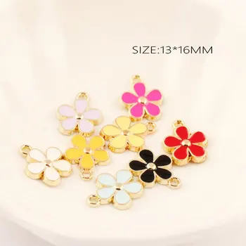 

20PCS/Lot New Hot Oil Drop Charms Flowers Enamel Charms Alloy Pendant Fit Necklaces Bracelets DIY Jewelry Accessories