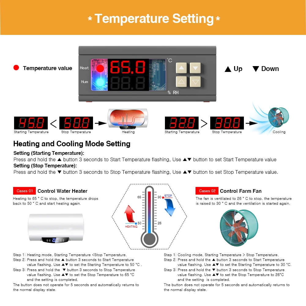 AC 110V 220V 10A SHT2000 цифровой регулятор температуры и влажности морозильник холодильник термостат инкубатор термометр гигрометр 230V
