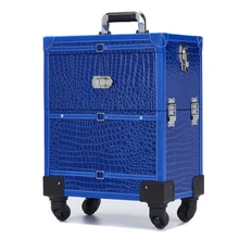 Новинка шеститипная алюминиевая косметичка профессиональный косметический чехол для ногтей с универсальными колесами