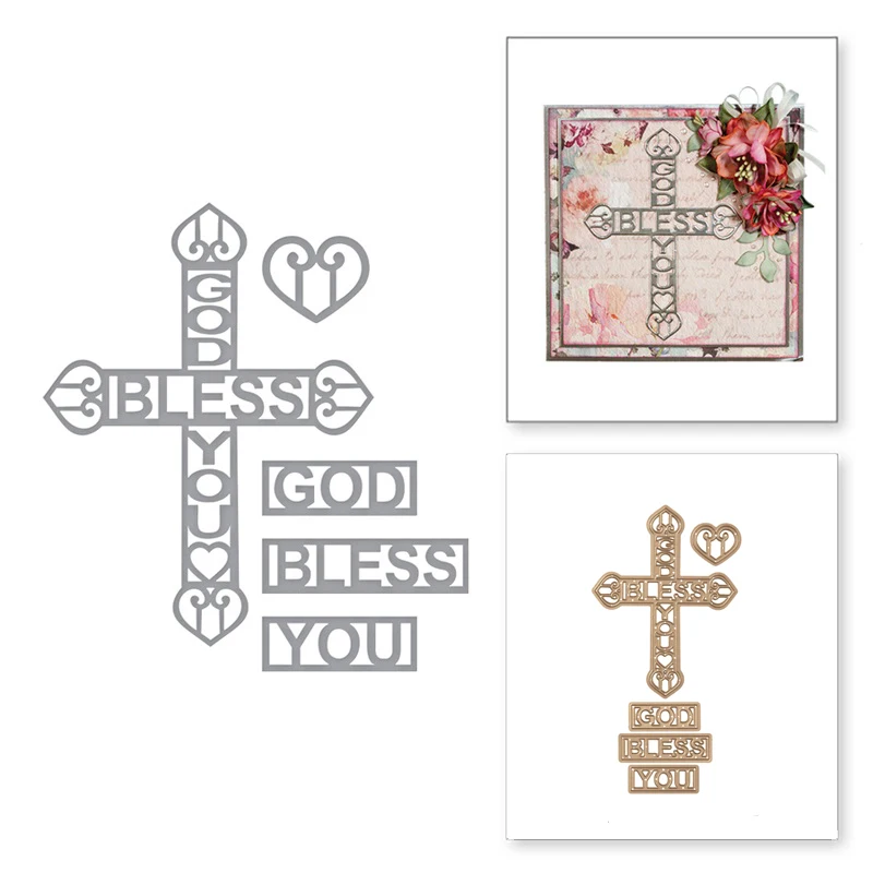 

God Bless You Cross Metal Cutting Dies Scrapbooking DIY Card Album Making Craft Embossing Stencil Template Decor New Dies 2019