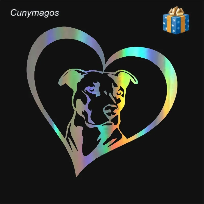 PITBULL HEART Animal Car Stickers Decals Creative Fashion Decoration Accessories Black Silver Laser Styling 15.2*15.2CM | Автомобили и