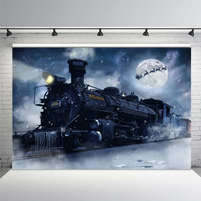 

Photography Backdrops Railway Snow Winter Train Background for Photo Studio Kids Funds Backdrop Vinyl Background Photography