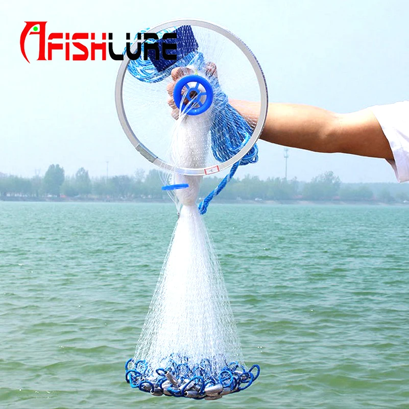 

2 Size 2.4m -3.0m Fishing Net Tool Aluminum Ring USA Cast Nets Outdoor Hand Throw Catch Fish Network for Fishing Accessory