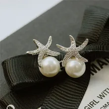 Модный простой камень инкрустированный CZ, серьги-гвоздики с искусственным жемчугом для женщин, ювелирные изделия белого золота