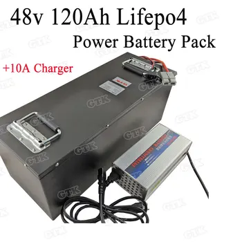 

48V 120Ah high capacity LiFepo4 lithium battery pack with BMS for 4500W 5000W agricultural machine industrial robots+10A charger