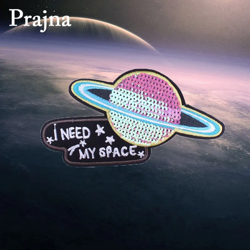 

Prajna I Need My Space Sequins Patch Astronaut Iron On Applique Stickers On Clothes Sewing Supplies And Accessories Jean Jacket