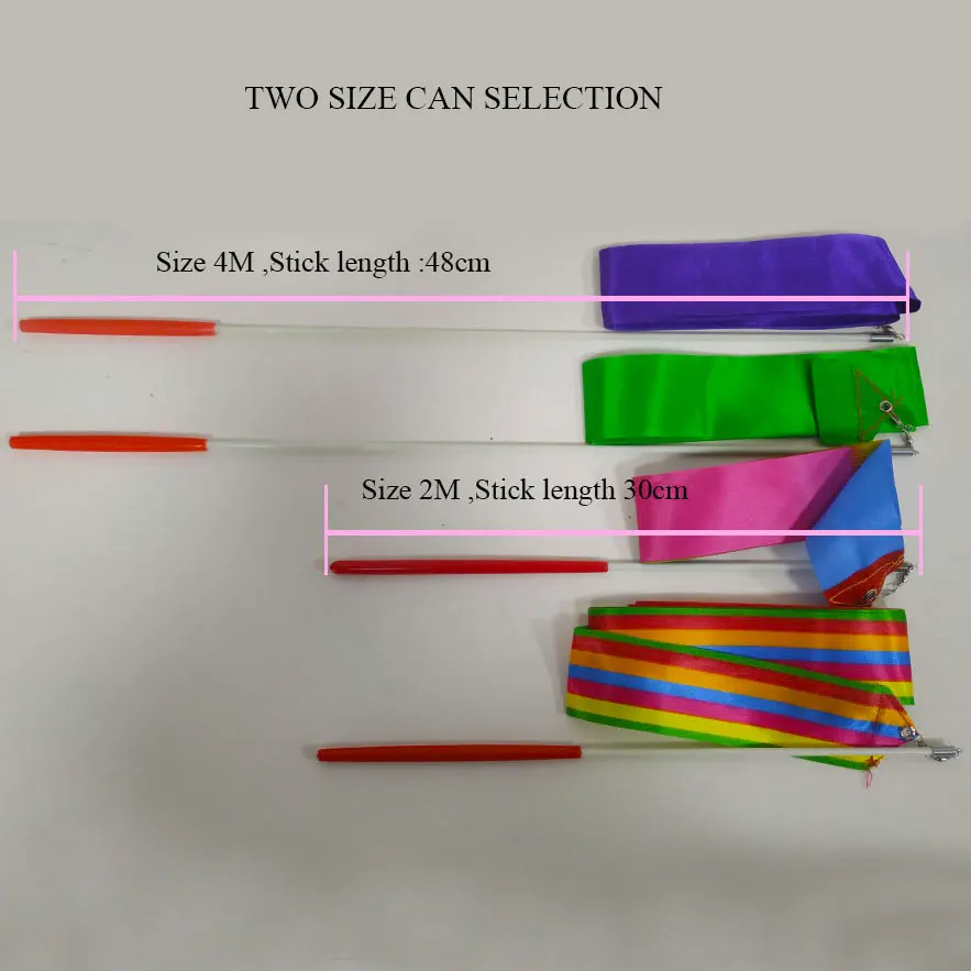 4 M(10 шт./партия) тренажерный зал гимнастика, танцы ленты вертя стержень ручки балетки катание игрушка для гимнастики нейлон обучение танцевальная лента s C
