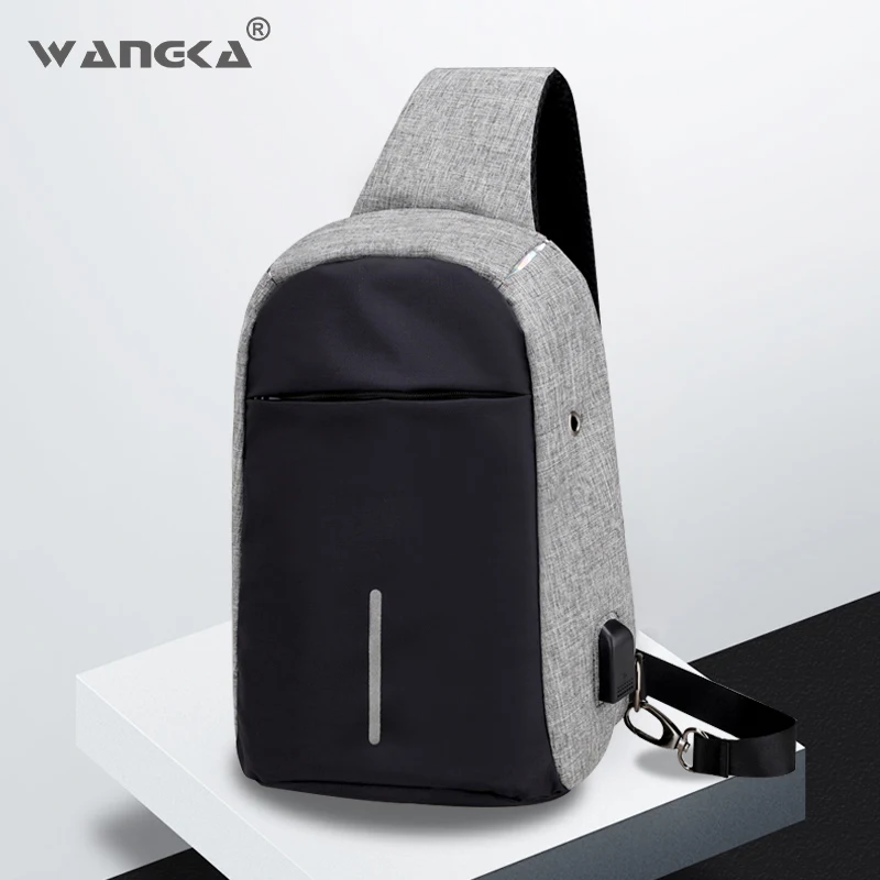

Fashion Men Casual Travel Chest Bag Nylon USB Charging Sling Shoulder Bag for Women Bicycle Crossbody Anti Theft Waterproof