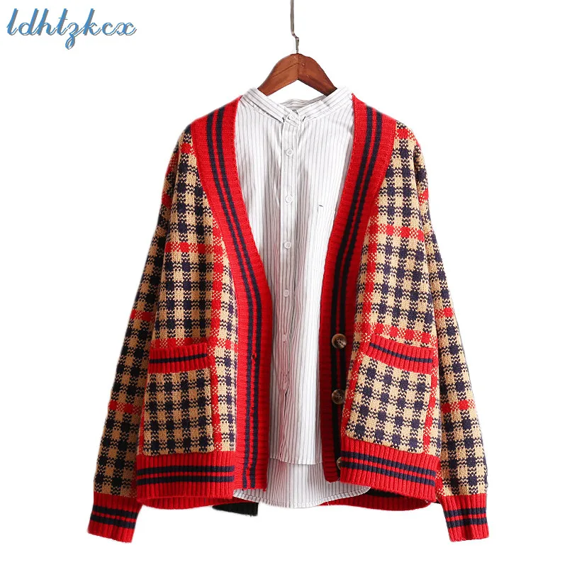 Sweater Cardigans Short Loose V Neck Sweaters 2018 Autumn Winter New
Korean Office Temperament Lady Thick Sweater Feminina CX529