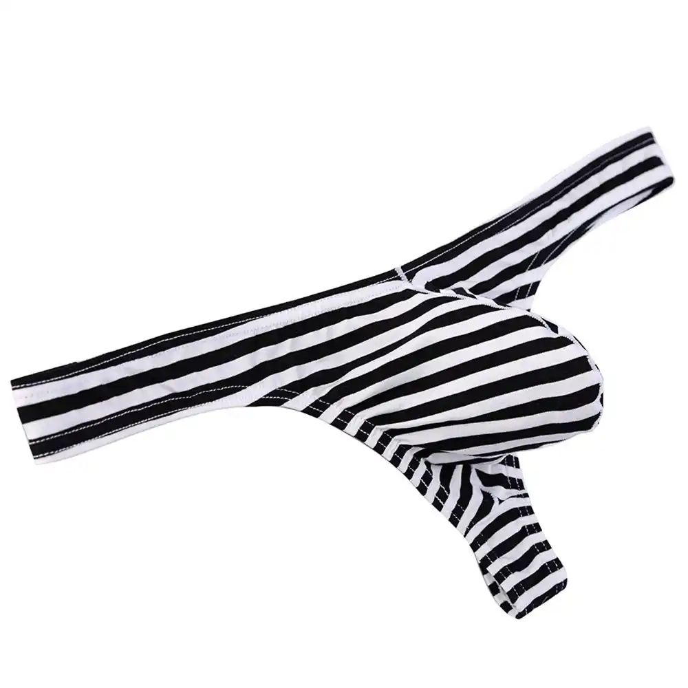 Men Comfortable Striped Thongs And G Strings Sexy Briefs Bikini