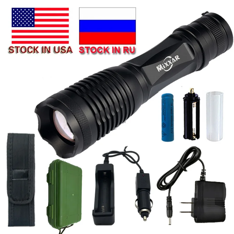 

ZK20 Dropshipping 9000/9500LM Waterproof LED Flashlight XM-L T6 L2 Torch 5 Mode Zoomable Lantern 18650 Battery Stock in US,RU
