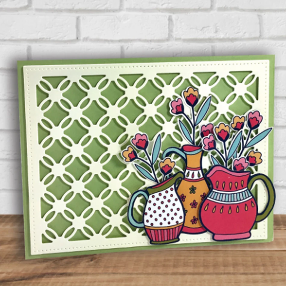 

GJCrafts Trellis Rectangle Dies Scrapbooking Background Metal Cutting Dies Cover Metal Craft Dies for Cards Making Older Suit