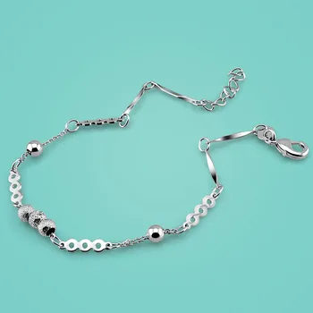 

lady 925 sterling silver bracelet,special Grind arenaceous bead design,Ms popular silver ornament jewelry Solid silver bracelet