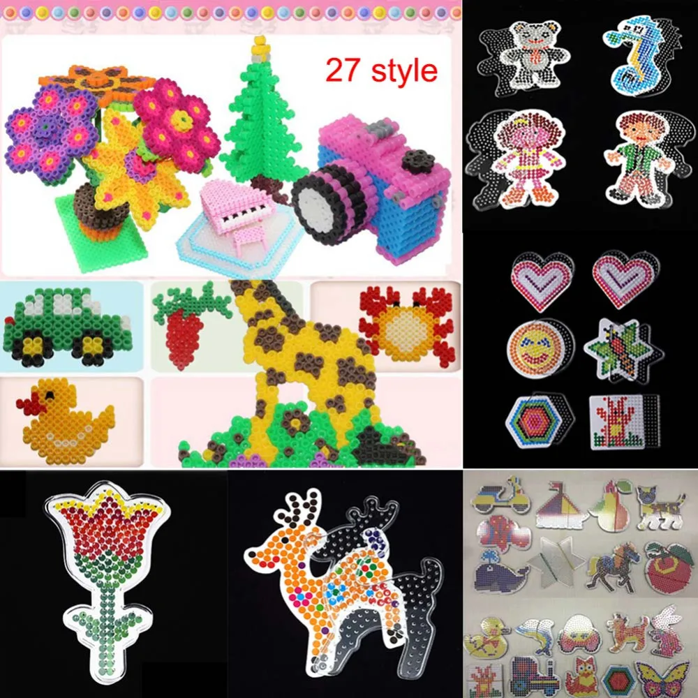 Fun Large Pegboards for Perler Bead Clear Square Design Board Template Educational Children Gift