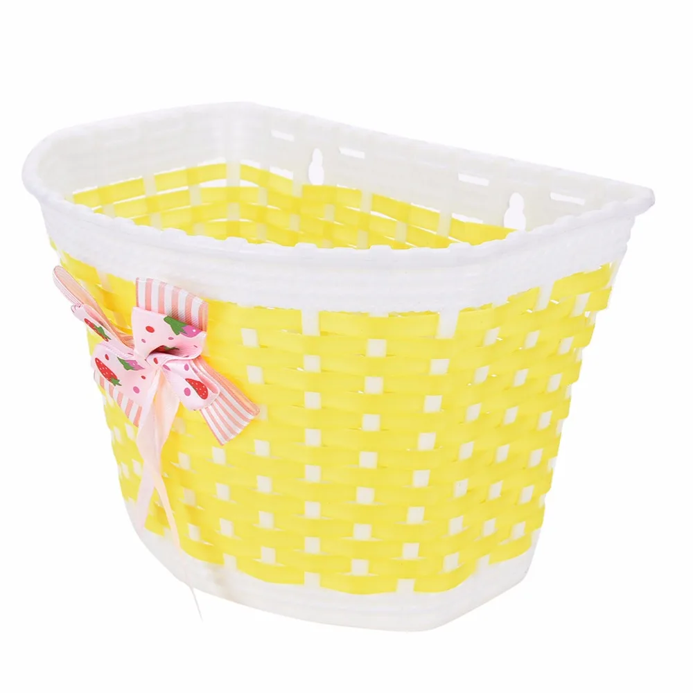 1PC Girls Children Bicycle Front Bike Basket Cycle Flowery Shopping Stabilizers Bowknot Basket Handlebar Bag 5 Colors