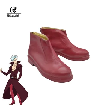 

ROLECOS Seven Deadly Sins Cosplay Costume Ban Cosplay Shoes Men Red Boots Anime Cosplay Custome Size Made Shoes