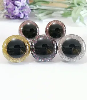 12pcs/lot--new 12mm 14mm 16mm 18mm 20mm 24mm 30mm 35 clear 3D safety toy eyes +glitter Nonwovens+ washer--size & color option-N6 1