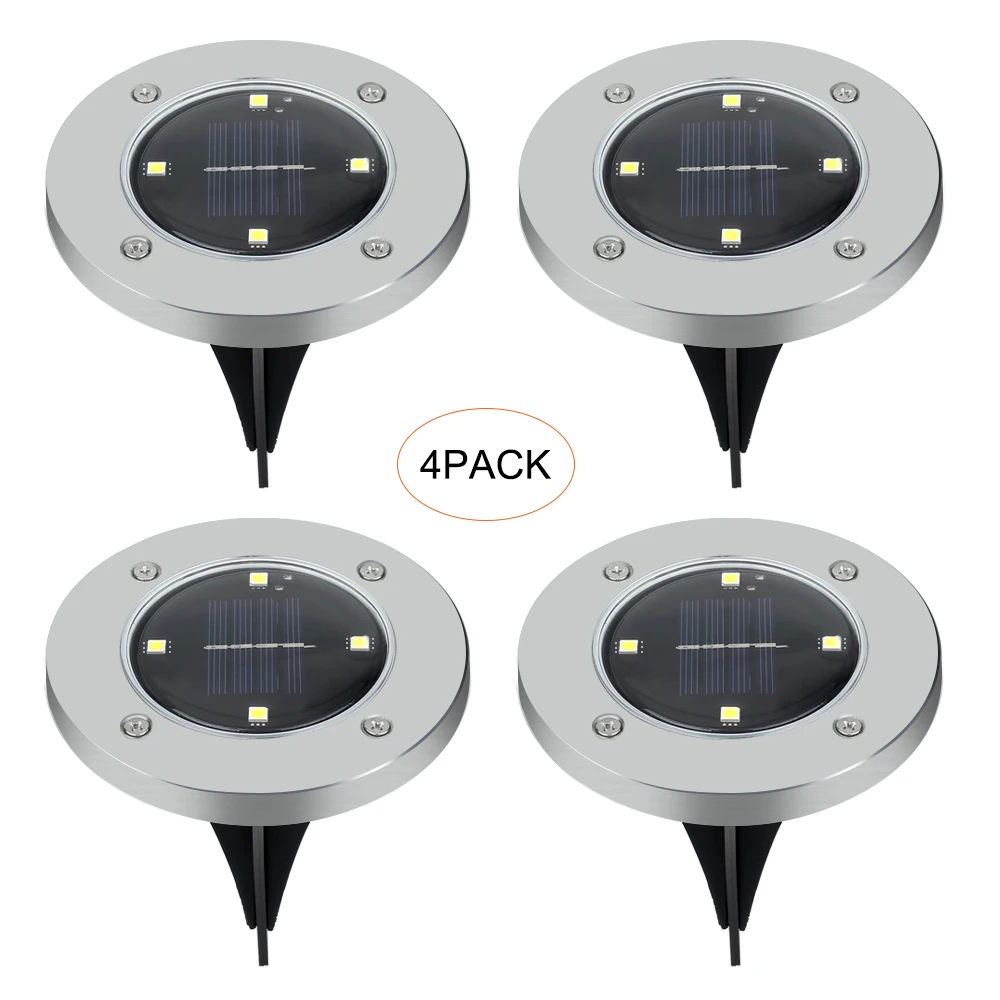 

AGM 4 Pack Solar Ground lawn light Pathway Deck Lights With 4 LEDs Solar Lamp for Home Yard Driveway Lawn Road