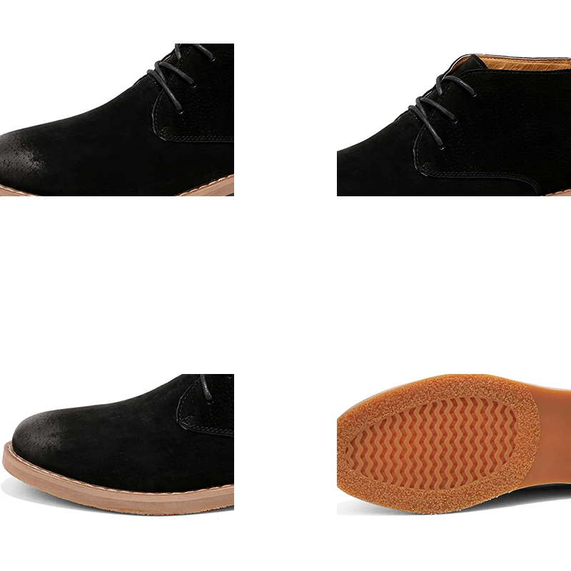 Main Suède Chaussures Printemps Respirant Bout Khaki La Ngouxm Désert Homme Hommes Cheville Lacets Vache Rond Coudre noir À Bottes marron Automne De iuOXPkZT
