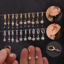 Sellsets 1 шт. серебряный и золотой цвет одиночный обруч с маленьким cz, висящие сережки Изящные крошечные серьги пирсинг уха повседневные ювелирные изделия