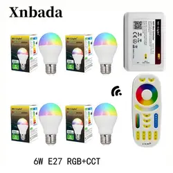 Milight светодиодные лампы 6 Вт E27 RGB + CCT светодиодные лампы + rgbww Remote + IBX2 РФ дистанционного Wi-Fi led прожектор свет AC85-265V Бесплатная доставка