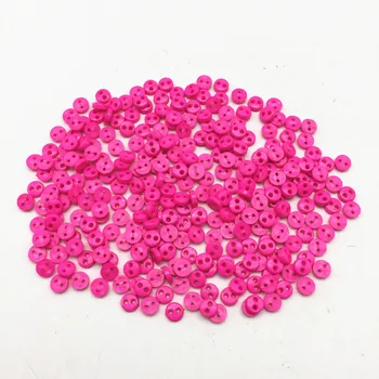 

500pcs 4mm Fuchsia Pink Tiny Doll Clothing Buttons Resin Round Sewing Accessories 2 Hole Button Embellishments For Scrapbooking
