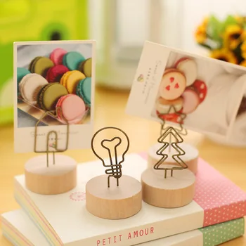

JDANCE Natural Wood Wood Memo Pincer Clips Paper Photo Clip Holder Wooden Small Clamps Stand for Office Supplies Accessories