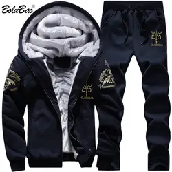 BOLUBAO модный бренд для мужчин спортивная одежда + брюки для девочек спортивный костюм зима теплый комплект толстый Slim Fit