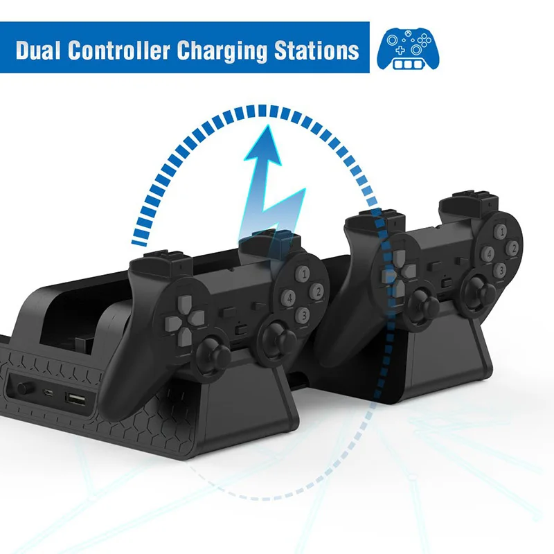 PS4 Slim/PRO вертикальная подставка с 3 вентиляторами охлаждения двойной контроллер