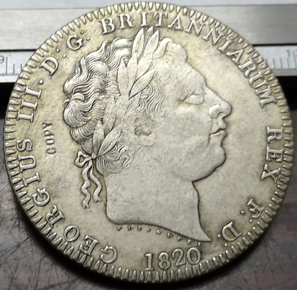1820 Великобритания 1 Корона-Джордж III посеребренные имитация монеты