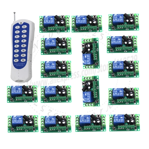

16CH DC 12V rf home automation long range remote control switch 315/433MHZ 1 transmitter +16 recevier wireless SKU: 5111