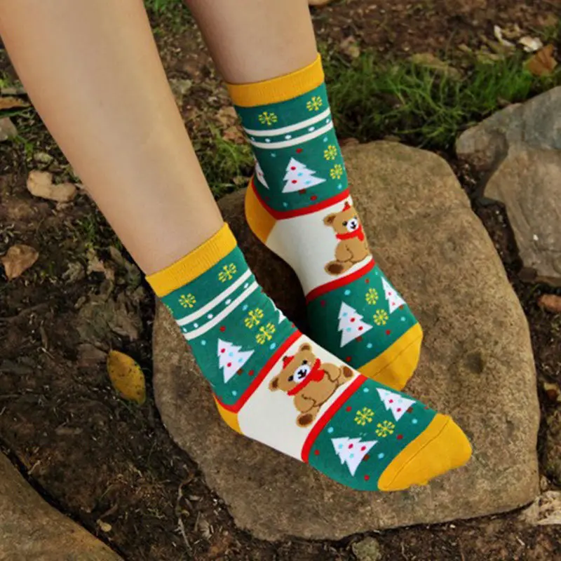 Spring and Autumn Winter Women's Korean  cartoon cotton warm in tube Christmas women's socksn High Quality Woman Socks