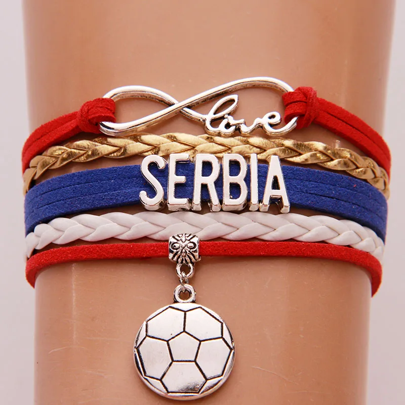 Прямая поставка браслет и браслеты Infinity Love Serbia футбольный мяч 2018 очарование
