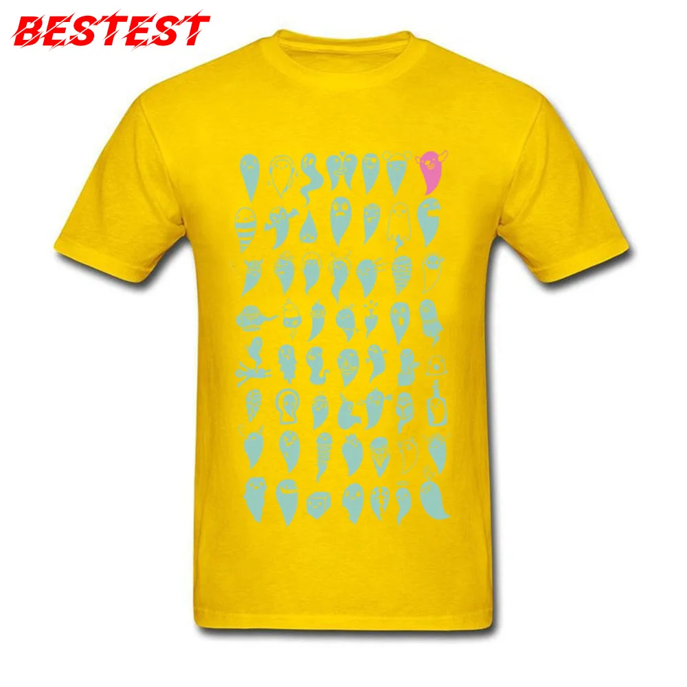 Camisa All The Ghosts Tops Shirt for Men Fitted Father Day Round Collar 100% Cotton Short Sleeve Tshirts Geek Top T-shirts All The Ghosts yellow