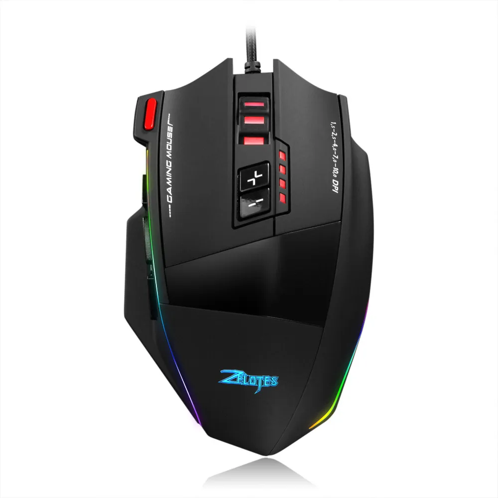 Zelotes C13 игровая мышь 7000 dpi 13 программируемых кнопок RGB светодиодный свет мыши Носимых устройств дропшиппинг