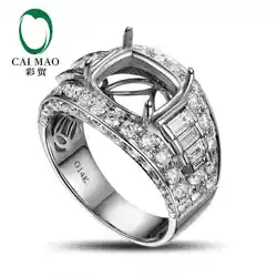 Caimao Подушки Cut кольцо Маунт Semi Настройки и 2.3ct Diamond 14 К Белое золото Gemstone Обручение кольцо Ювелирные украшения