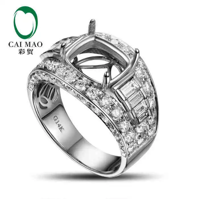 CaiMao Подушка Semi Mount кольцо настройки и 2.3ct АЛМАЗ 14 k белое золото обручальное кольцо с драгоценными камнями ювелирные изделия CaiMao Подушка Semi Mount кольцо настройки и 2.3ct АЛМАЗ 14 k белое золото обручальное кольцо с драгоценными камнями ювелирные изделия