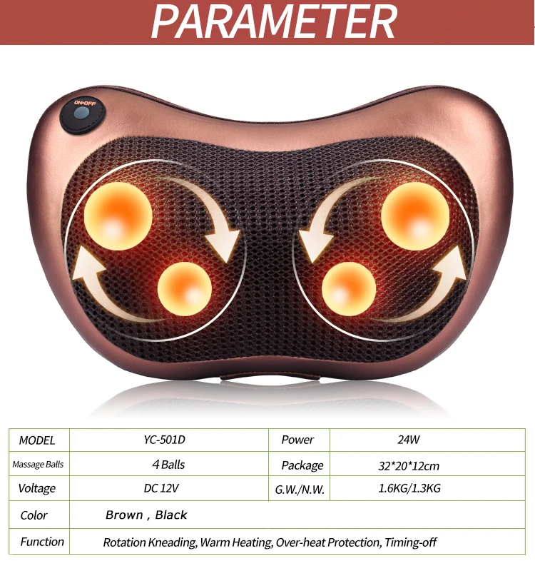 Электрическая подушка для разминания плеч и шеи, массажеры шиацу, роликовый массаж спины и плеч, Автомобильная подушка для шеи с подогревом