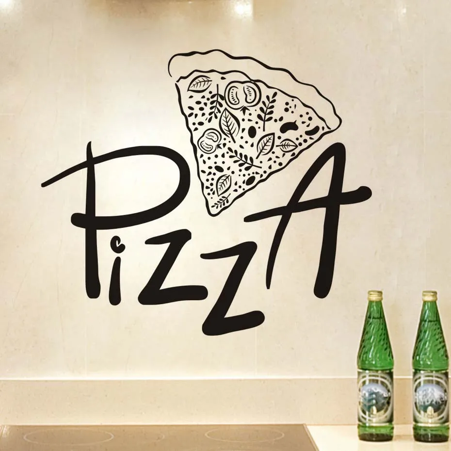 Kitchen Pizzeria Wall Sticker Pizza Restaurant Hotel Pizza Shop Windows Glass Decor Home Cabinet Tile Carved Vinyl Wall Stickers