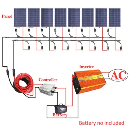 

Off Grid Solar Kits 8pcs 100W Solar Panel W/ Pure Sine Wave Inverter 12V RV Boat Solar Generators