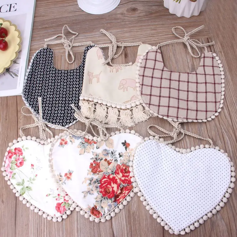 

Baby Double-Sided Printing Tassel Saliva Towel Bandana Triangle Infant Triangle Bibs Head Scarf Toddler Dinner Feeding