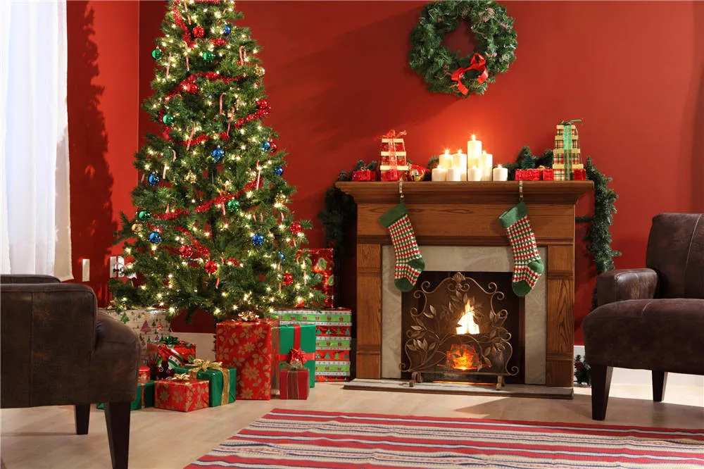 

Photography Christmas Trees Backdrops Children Photo Studio Props Chair Vinyl Background Candle 7x5ft or 5x3ft christmas005