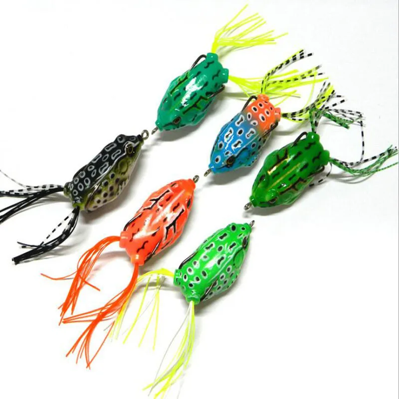 6pc/lot soft tube bait japan plastic fishing lures frog lure treble